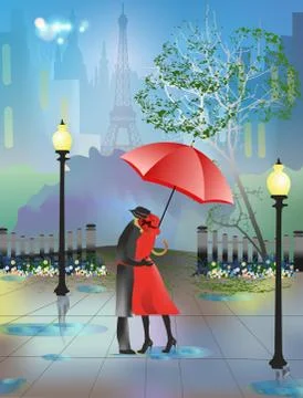 Spring in Paris, Stock Illustration