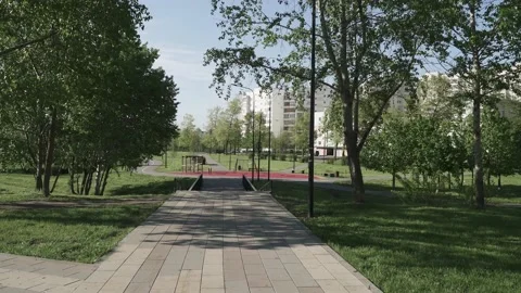 Spring park and footbridge Stock Footage 130713569