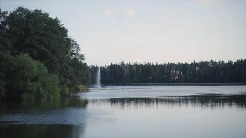 Spring Park. Lake in the spring park. Spring landscape. Evening Park with a Stock Photos