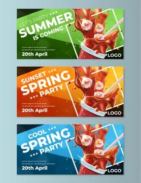 Spring Party Flyers Templates Stock Illustration