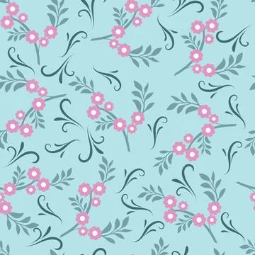 Spring pattern background with small flowers and leaves 스톡 일러스트