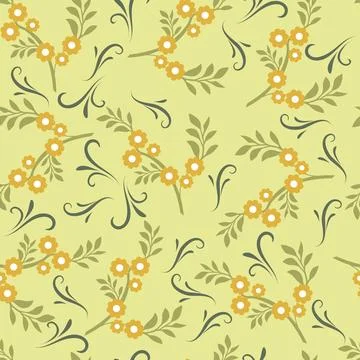 Spring pattern background with small flowers and leaves Stock Illustration