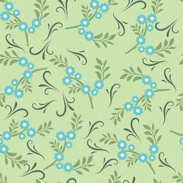 Spring pattern background with small flowers and leaves Illustrazione stock