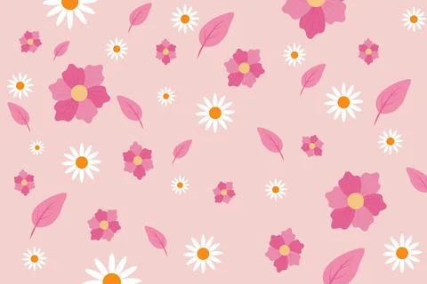Spring pattern pink background Stock Illustration