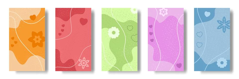 Spring pattern, vertical social media story banner. Fashion flowers different Stock Illustration