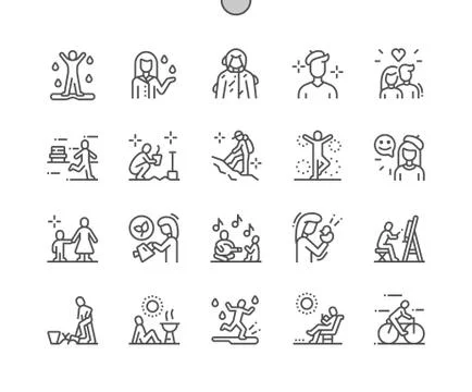 Spring people Well-crafted Pixel Perfect Vector Thin Line Icons Ilustración de archivo
