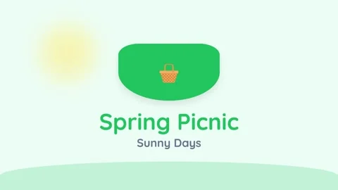 Spring Picnic Concept: Sunny Day Basket Illustration for Seasonal Design Stock Footage 337502894