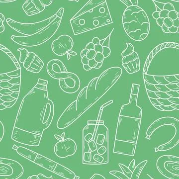 Spring picnic seamless pattern Stock Illustration