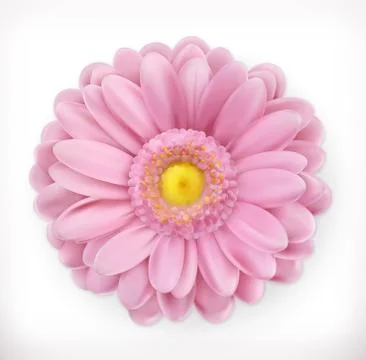 Spring pink flower, 3d vector icon Stock Illustration