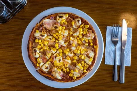 Spring pizza on the table Stock Photos