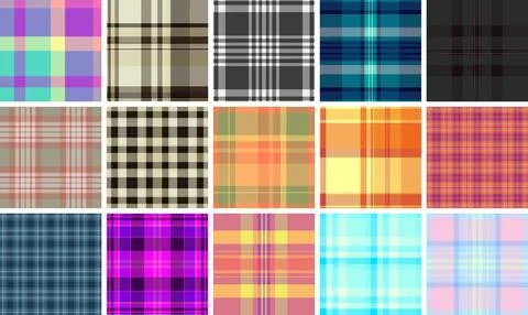 Spring plaid bundle designed for textiles and decor. The pack includes coor.. Stock Illustration