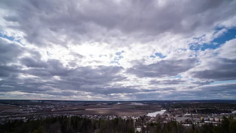 Spring Plains Timelapse with Moving Clouds Seamless 4K Landscape Loop Stock Footage 309529903