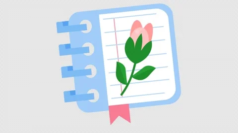 Spring planning notes in cartoon animation. Notebook with tulip icon. Floral Stock Footage 309230996