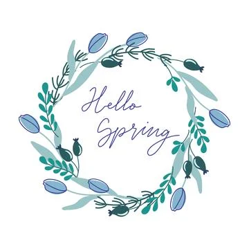 Spring plant wreath Stock Illustration