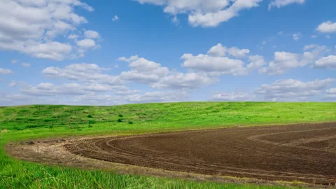 Spring plough-land time lapse scene Stock Footage 276166564