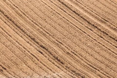 Spring plowed field curves Stock Photos