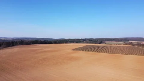 Spring, plowed fields on the hill Stock Footage 172057659