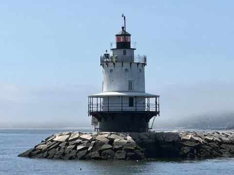 Spring Point Ledge Lighthouse in South Portland, Maine USA Stock Photos