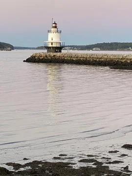 Spring Point Ledge Lighthouse in South Portland, Maine USA Stock Photos