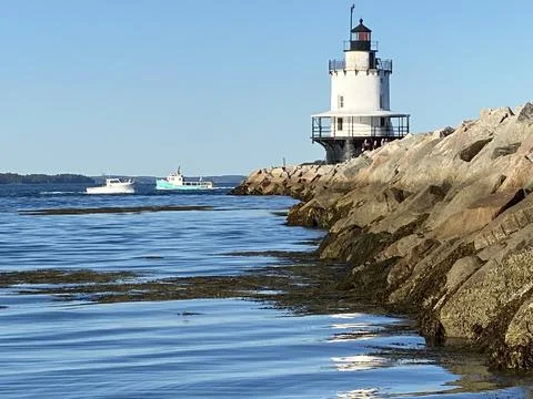 Spring Point Ledge Lighthouse in South Portland, Maine USA Foto stock