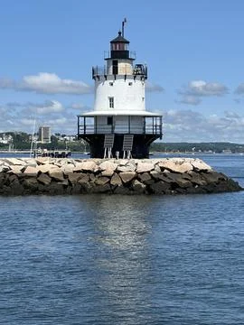 Spring Point Ledge Lighthouse in South Portland, Maine USA Stock Photos