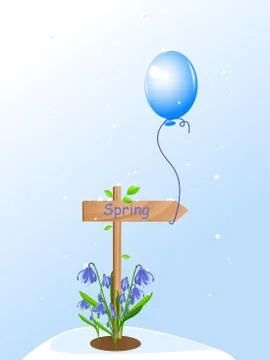 Spring pointer and snowdrops 스톡 일러스트