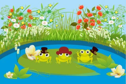 Spring at the pond Illustrazione stock