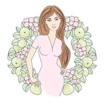 SPRING PORTRAIT Color Vector Illustration for Birthday and Party Stock Illustration