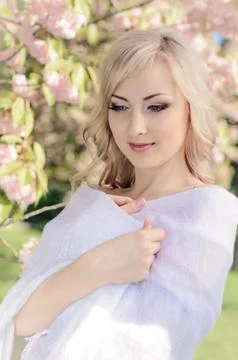 Spring portrait with kerchief Stock Photos