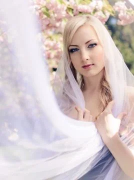 Spring portrait with kerchief Foto stock