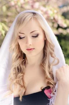 Spring portrait with kerchief Stock Photos