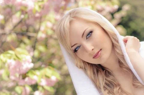 Spring portrait with kerchief Stock Photos