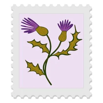 Spring postage stamp with a flower. Celebrating spring, Easter, Women's Day,  Stock Illustration
