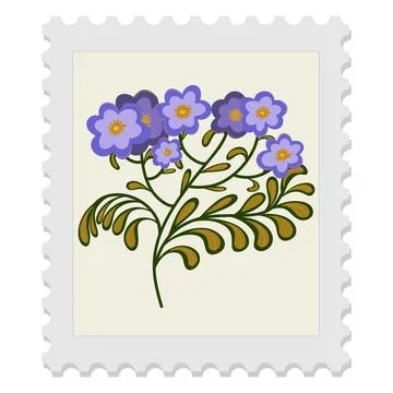 Spring postage stamp with a flower. Celebrating spring, Easter, Women's Day,  Stock Illustration