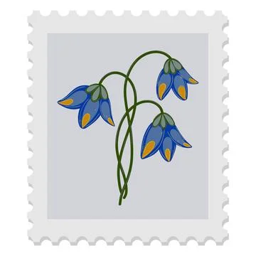 Spring postage stamp with a flower. Celebrating spring, Easter, Women's Day,  Stock Illustration