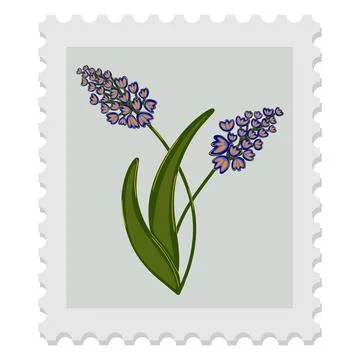 Spring postage stamp with a flower. Celebrating spring, Easter, Women's Day,  Stock Illustration