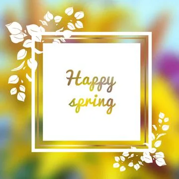 Spring postcard. Happy spring. A bright invitation. With floral decoration. O Illustrazione stock