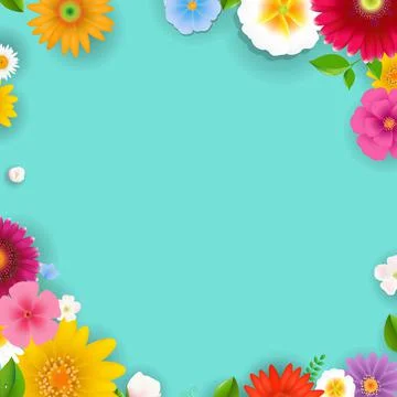 Spring Poster With Flowers And Leaf Stock Illustration