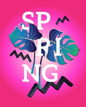 Spring poster in the style of Memphis Stock Illustration