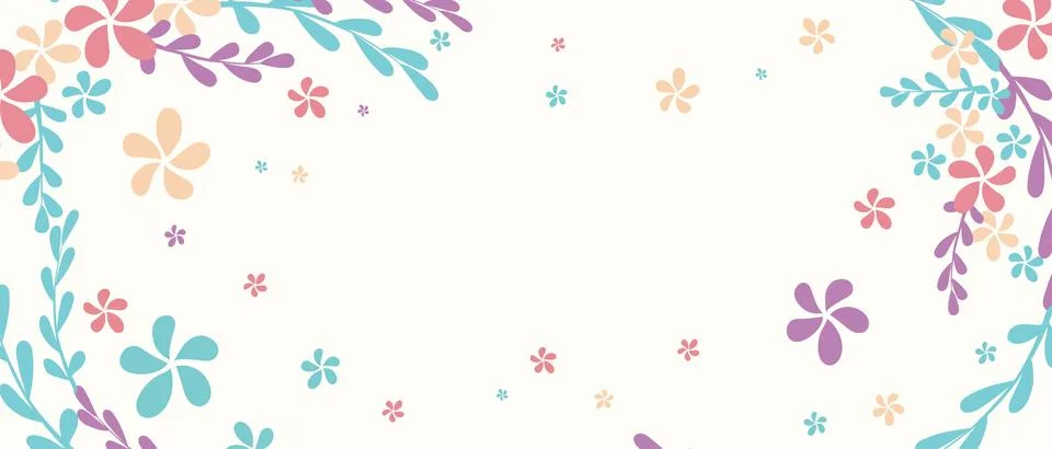 Spring pretty simple flowers vector horizontal background frame in eps format Illustrazione stock
