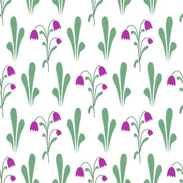 Spring primroses bells seamless pattern Ilustración de archivo