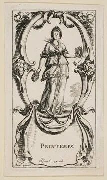 Spring (Printemps), from 'The Four Seasons' ca. 1641 Etched by Stefano dell.. Stock Illustration