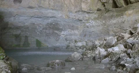A spring of pure water flowing from the ground at Afka, Lebanon. Slow motion Stock Footage 134296017