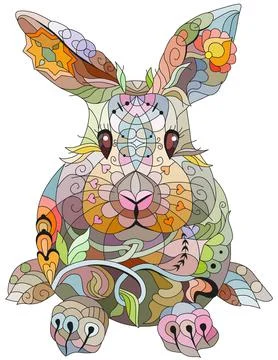 Spring rabbit coloring page for decoration Stock Illustration