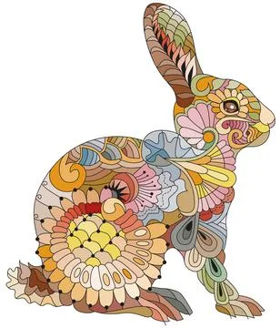 Spring rabbit coloring page for decoration 스톡 일러스트
