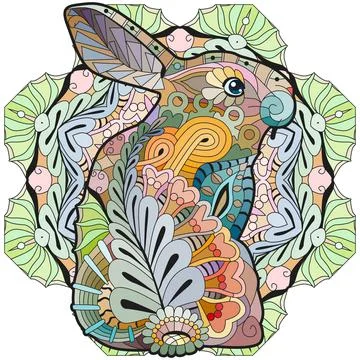 Spring rabbit on mandala for decoration Stock Illustration