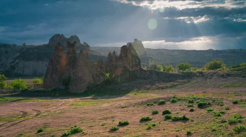Spring rain in Cappadocia. Stock Footage 67095305