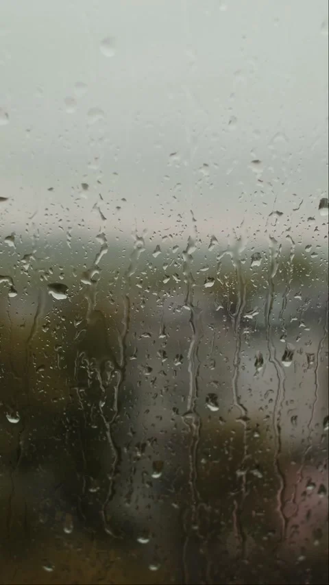 Spring rain outside window, cozy shelter from bad weather, emphasize that relaxa Stock Footage 276183016
