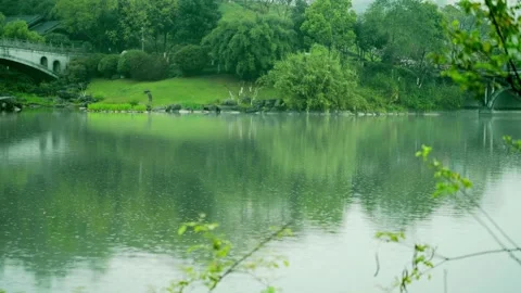 Spring Rain Ripples On Lake Surface 4K Video stock 341857351