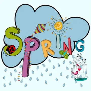 Spring raining cloud Stock Illustration